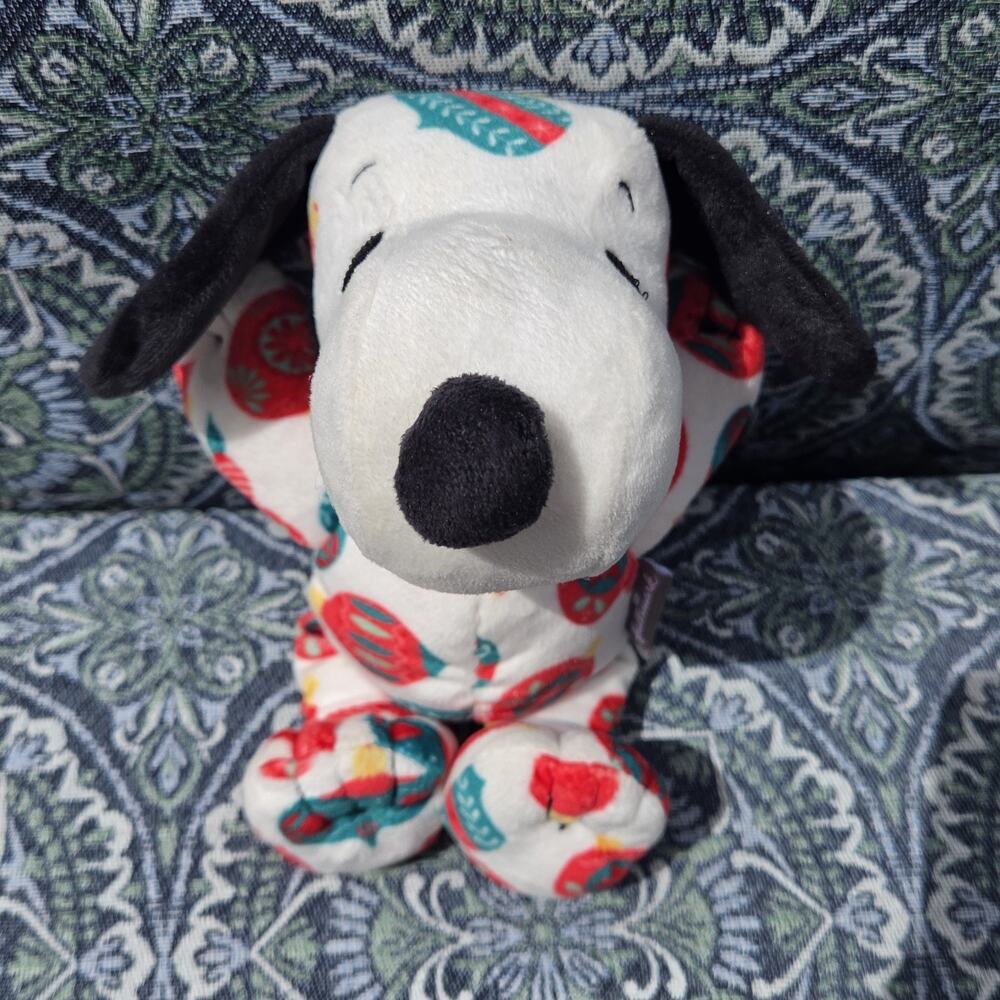 PEANUTS Snoopy CHRISTMAS Print Floppy Ears Plush Toy NEW Hallmark (JJ/5093)